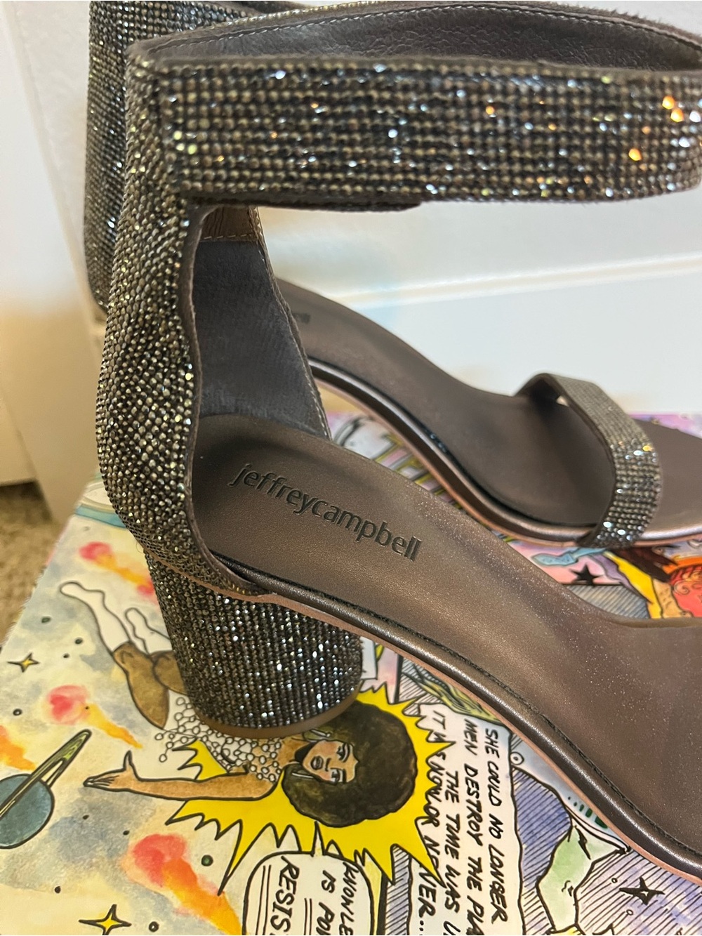 Jeffrey Campbell Embellished Ankle-Strap Dress Sandals in Pewter Combo - Picture 6 of 12